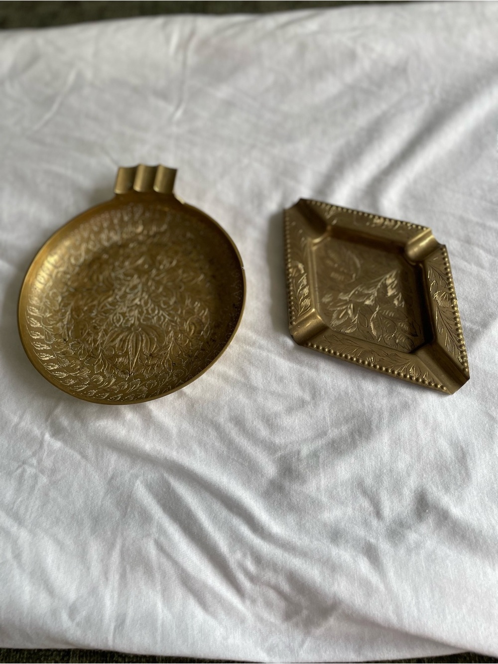 Brass Decorative Ashtray and Trinket Dish - Gold